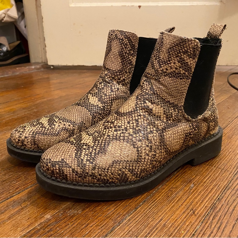 Grey Snakeskin Chelsea Boots